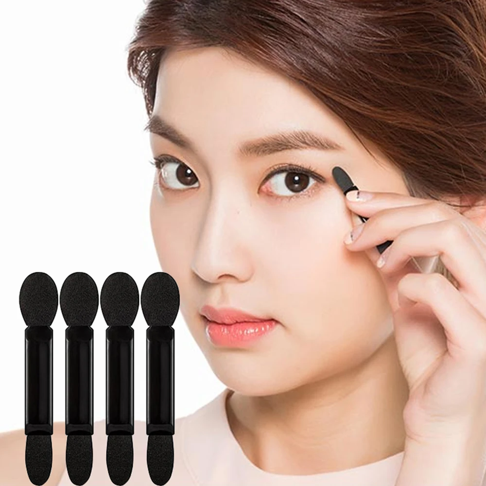

Sponge head eye shadow brush applicator double-headed portable eye shadow brush manicure brush mirror paint makeup tool, Black