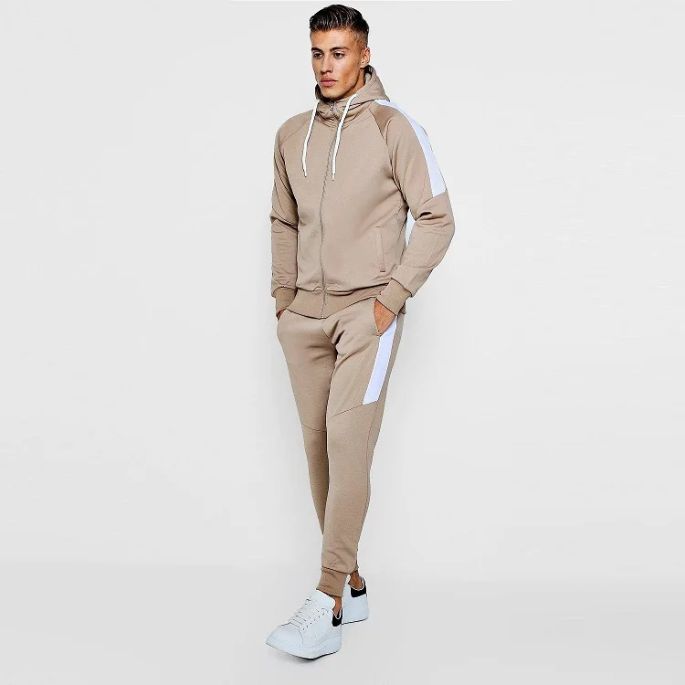 

custom embroidery matching 100% cotton sweat suit set vendors men pullover hoodie tracksuits sweatsuit, Khaki or oem colors