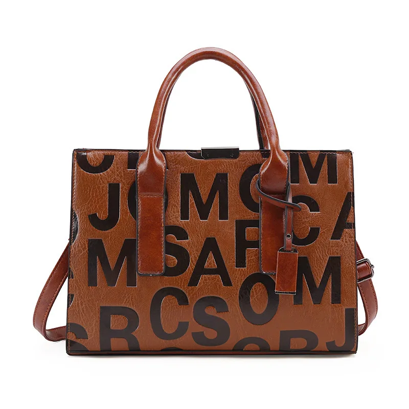 

Women bags 2022 new bags retro style texture letters embossed large capacity single shoulder handbag