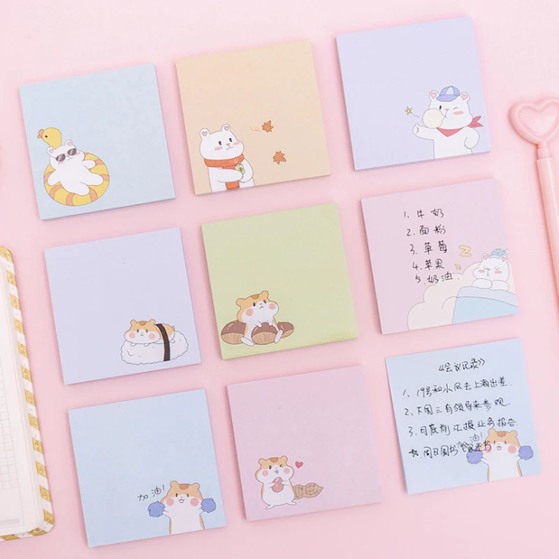 

80pcs per pack Memo Pads Sticky Note Kawaii Cartoon Hamster Paper Notepad diary Scrapbooking Stickers Office School stationery