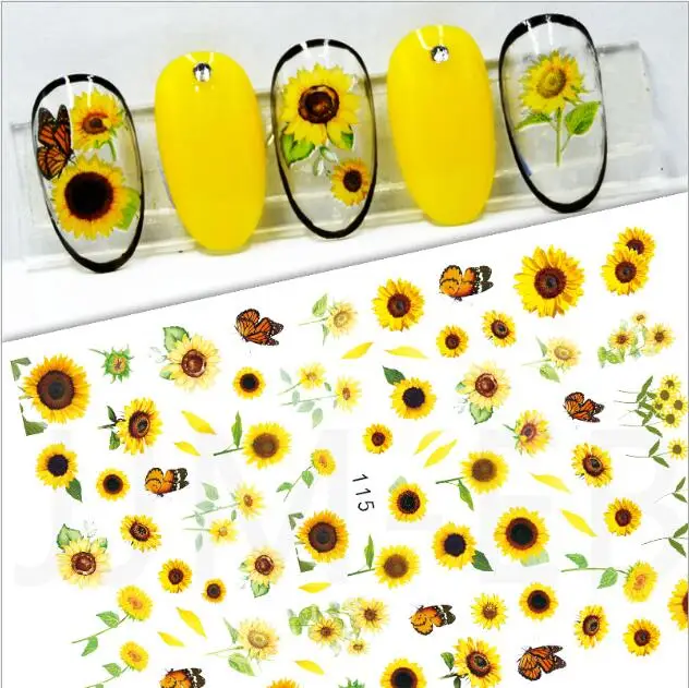 

EB's new Sunflower Nail stickers Eternal Flower, Smudge Flower nail art stickers