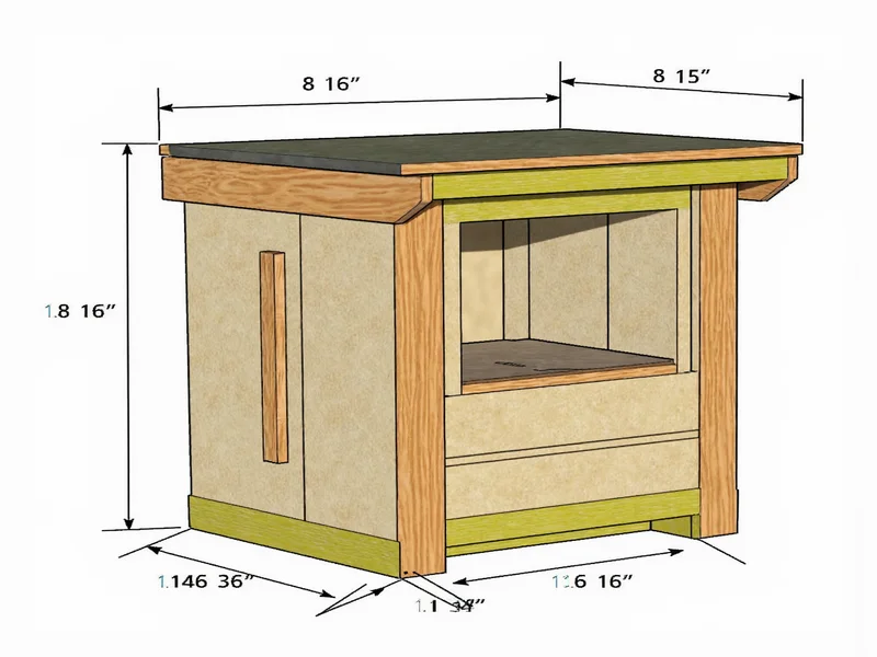 DIY nest box construction diagram with measurements