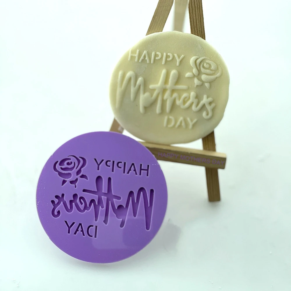 

Happy Mothers Day Fondant Embosser or Cookie Stamp, Mother's day Embossing Stamp, Purple