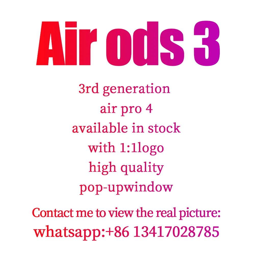 

High quality latest air pro 4 air 3 pods 3 1:1 logo air pro 3 jerry airoha chip 3rd generation airs podes 3, White