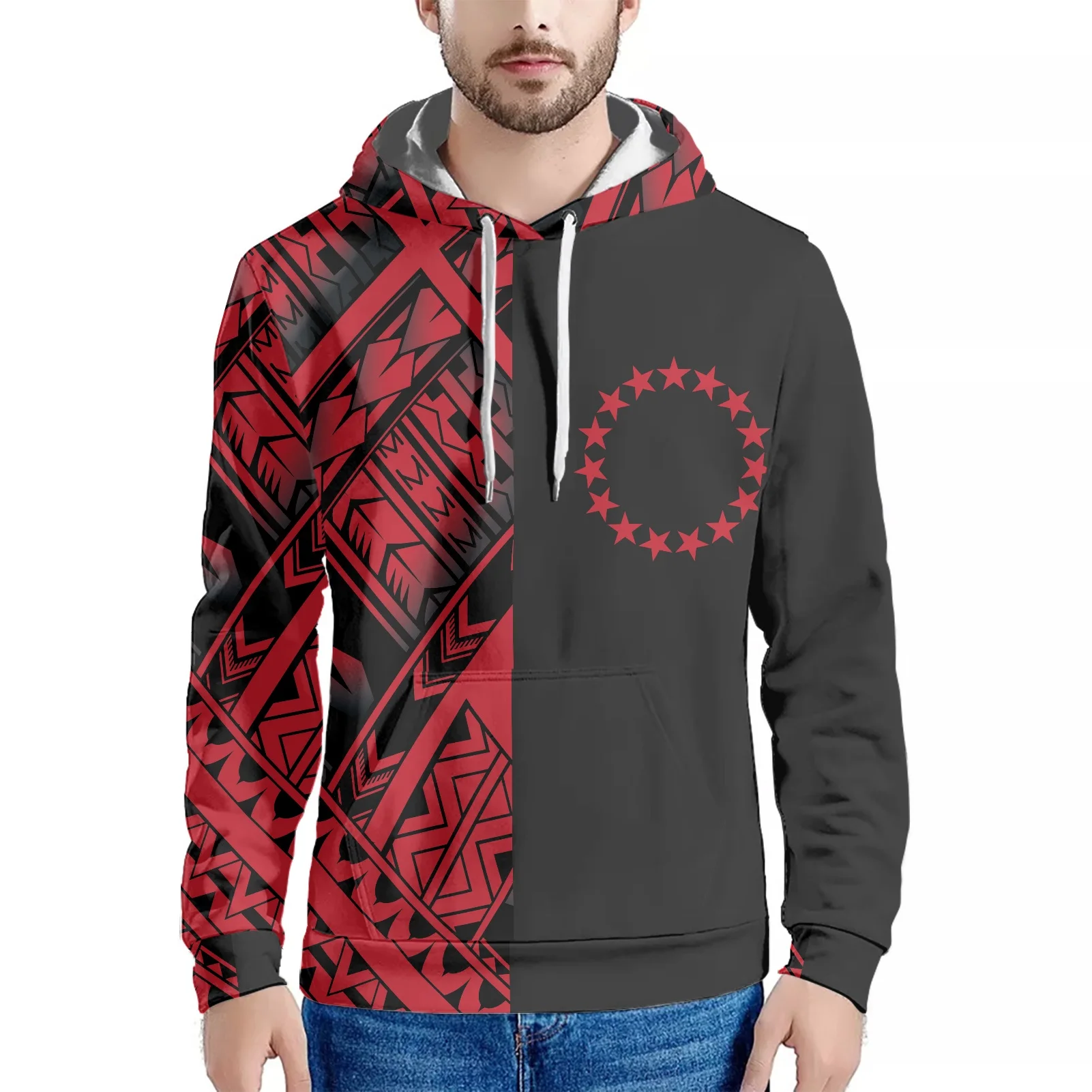 

xxxl Hoodies for Men Cook Islands Polynesian Custom Personalised Printed Pullover Adults Casual Hooded Sweatshirts with Pocket, Customized color