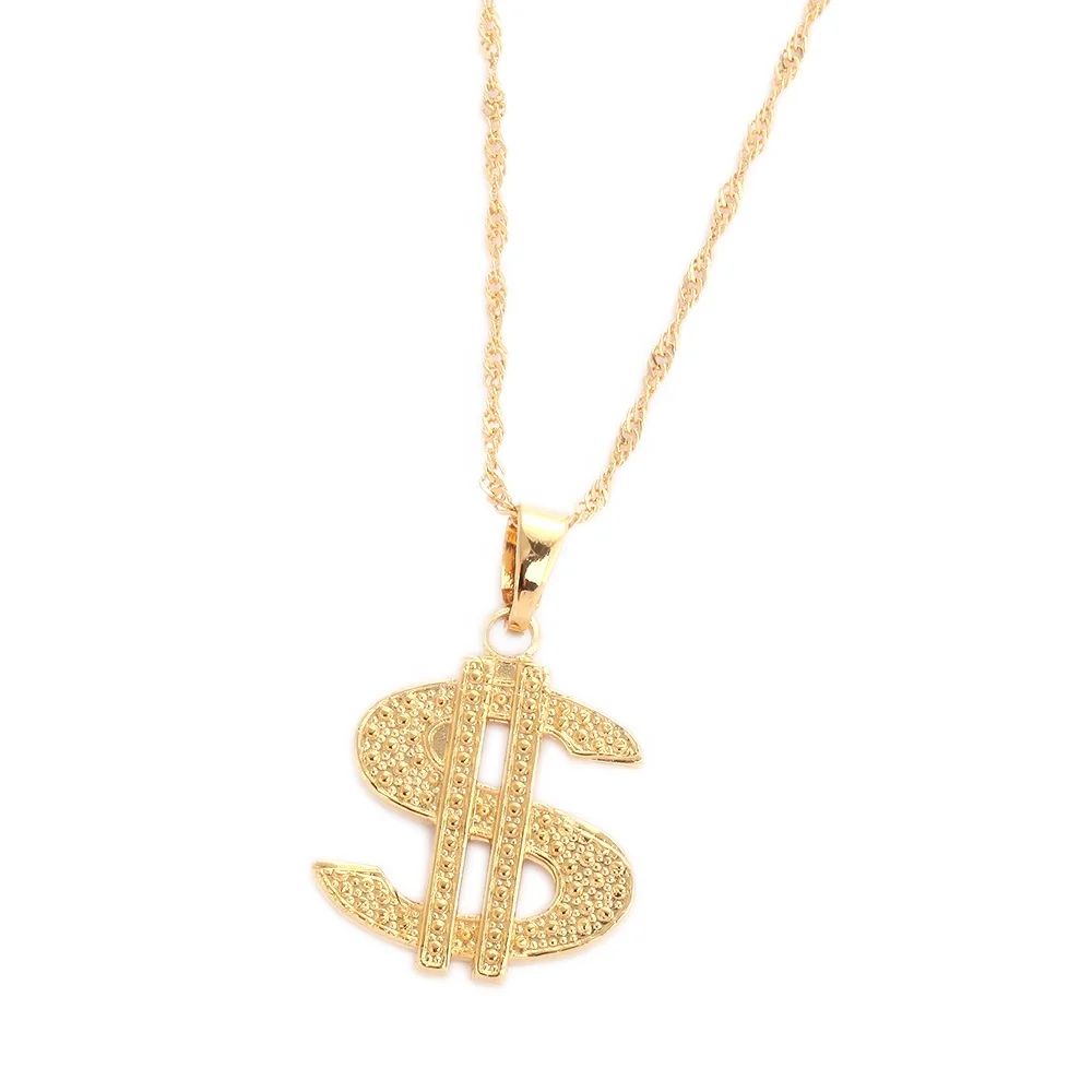 

Hip Hop Gold Plate US Dollar Female Pendant Necklace For Women Jewelry Accessories