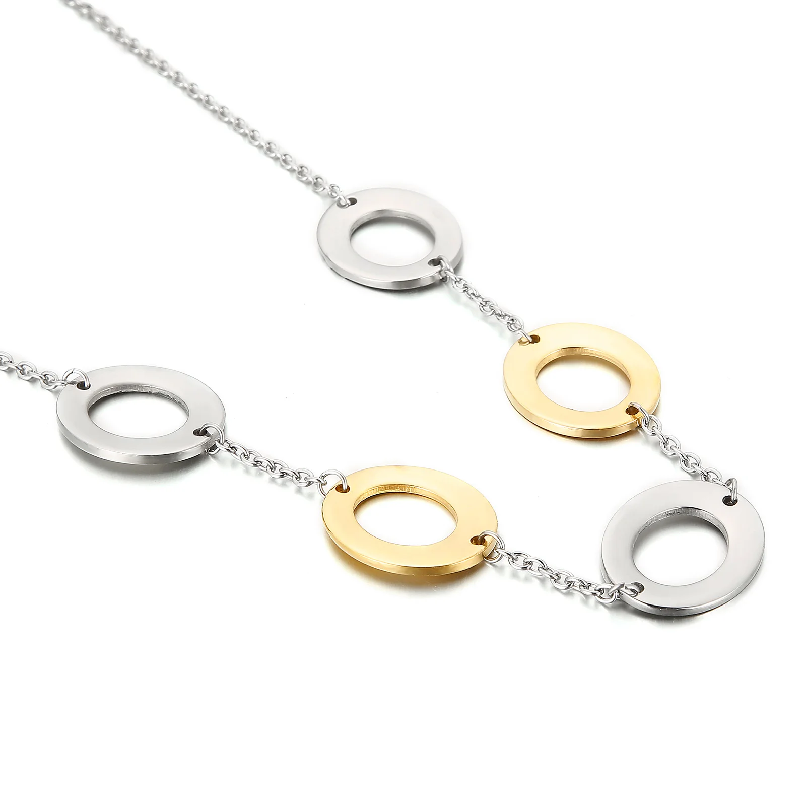 

2021 Fashion High Quality Circle Women Stainless Steel Jewelry Necklace For Gift, Gold