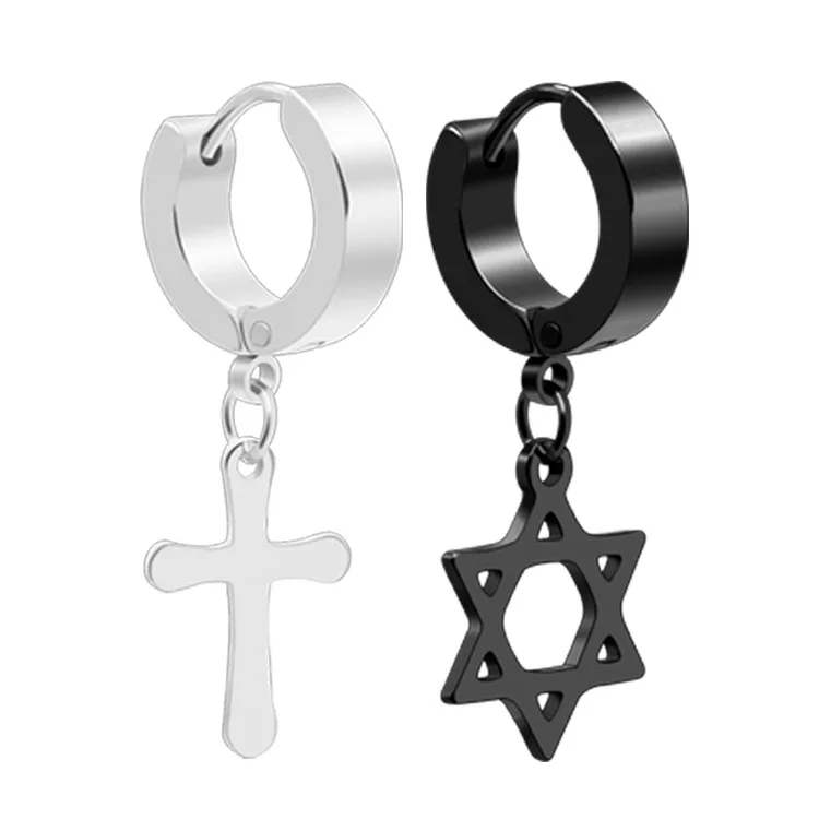 

Women Hoop Cross Earring Jewelry Punk Cross Dangle Men Black Cross Hoop Earrings