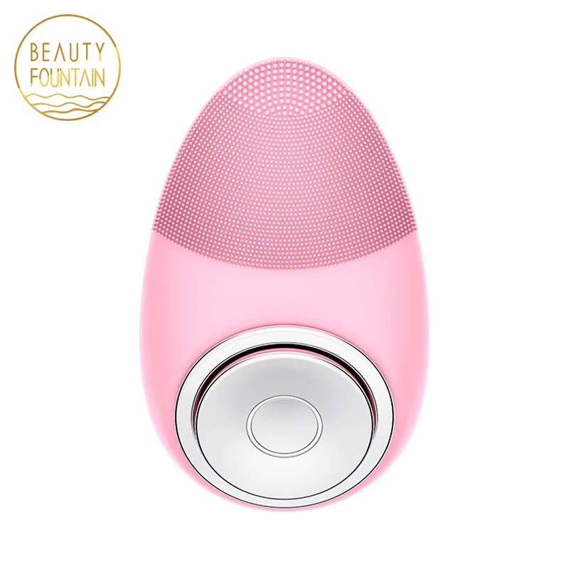 

USB Waterproof Heat Facial Massager Silicone Led Red Light Ultrasound Sonic Deep Face Cleansing Brush, Purple