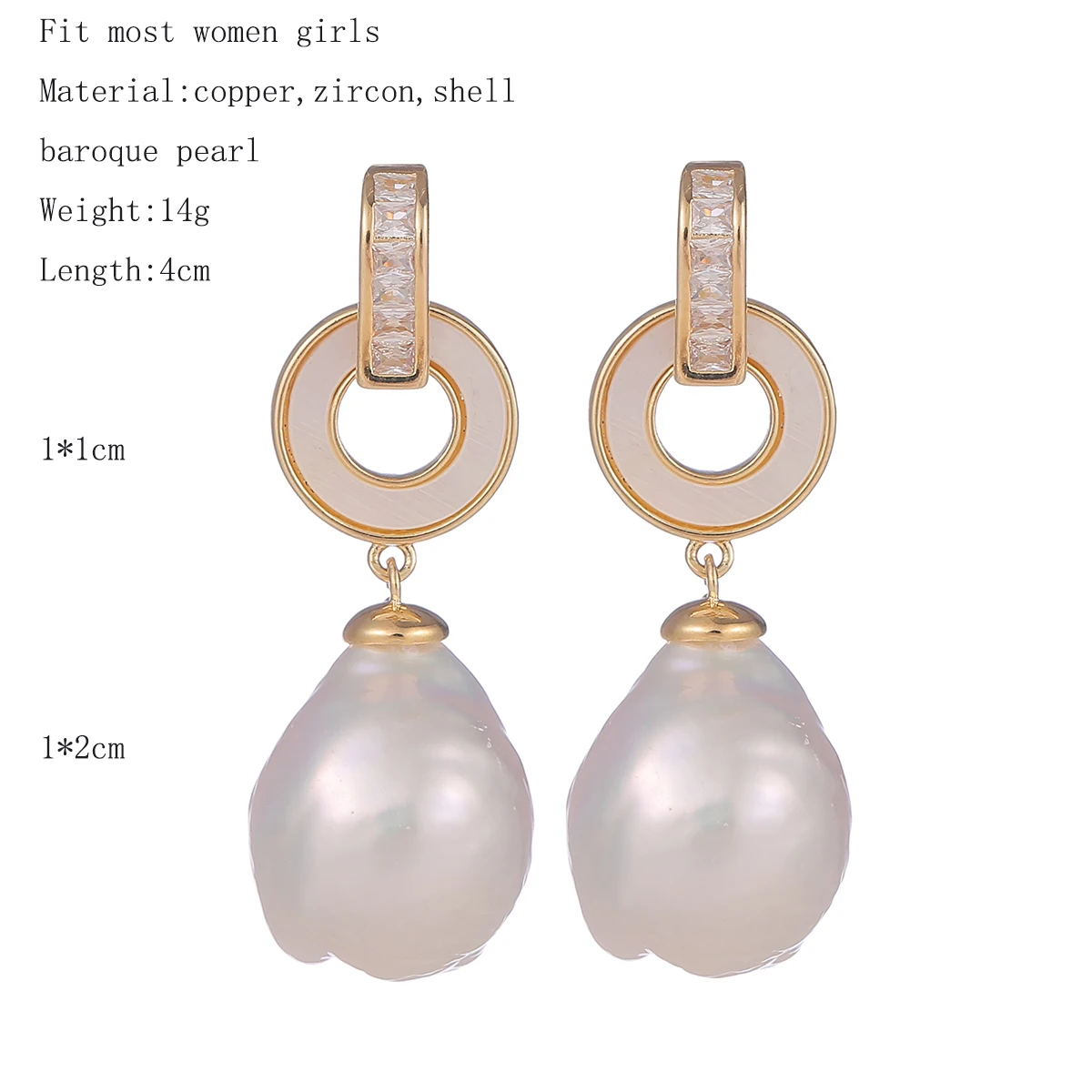 

Wedding Jewelry Natural Irregular Baroque Pearl Pendant Earrings