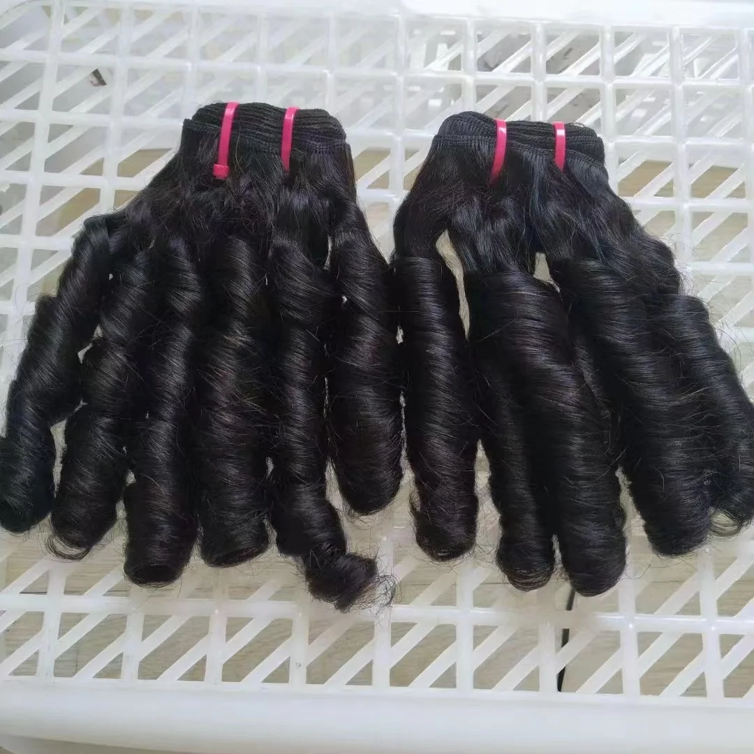 Raw Vietnamese Bone Straight  Weft Hair Extensions Human Hair Dourble Drawn Bouncy Curly  Hair Bundles