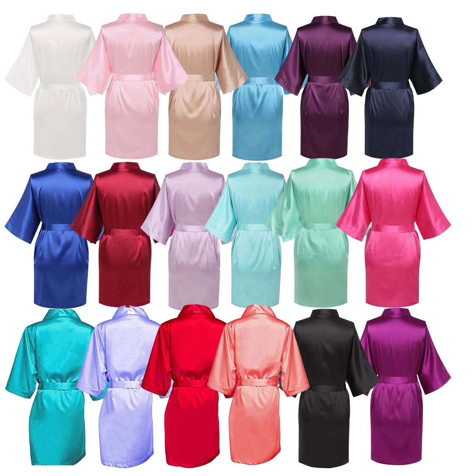 

Women satin robe bridesmaid wedding robes Polyester Silk robes, Many colors