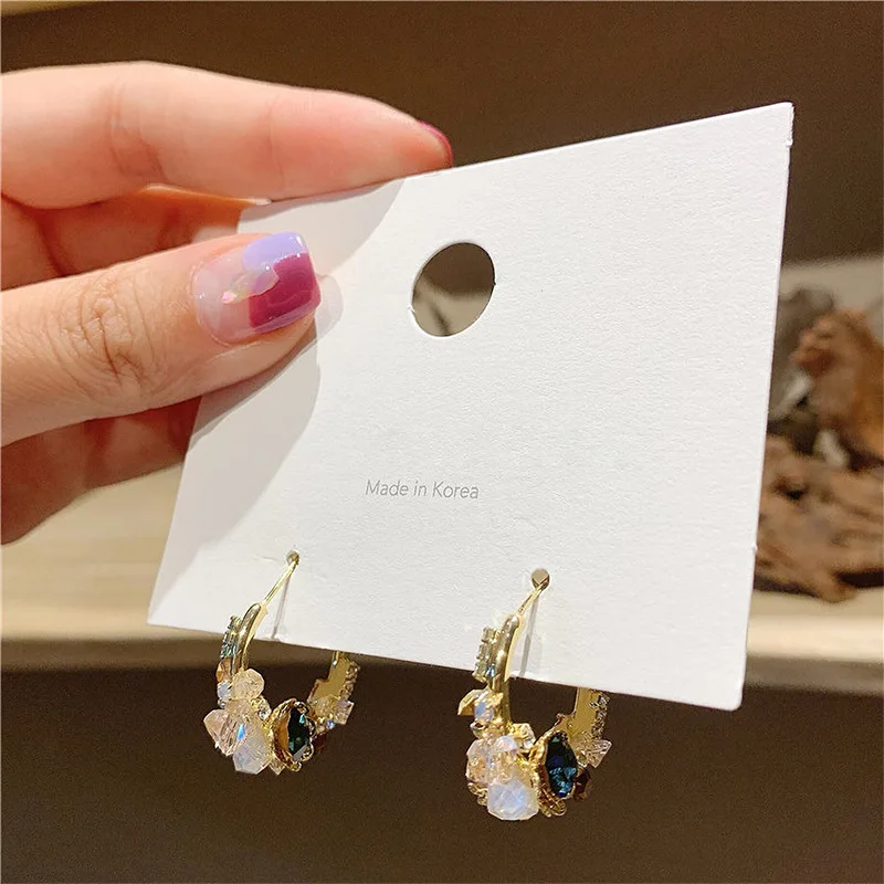 

real gold plated fashion trendy flower charm drop earring