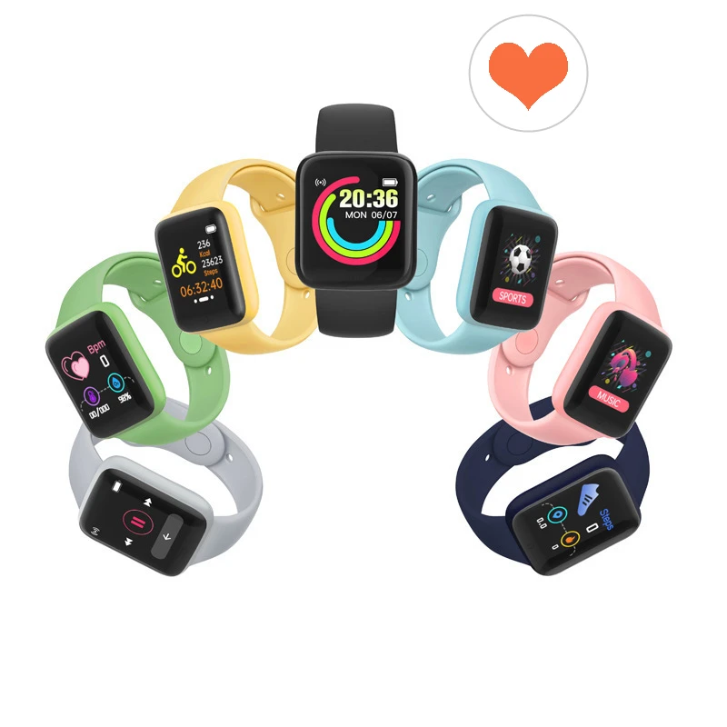 

Hot selling reloj intelligente health smart watch y68 health fitness tracker smart wristband y68S d20S smartwatch Macaron D20, 8 colors