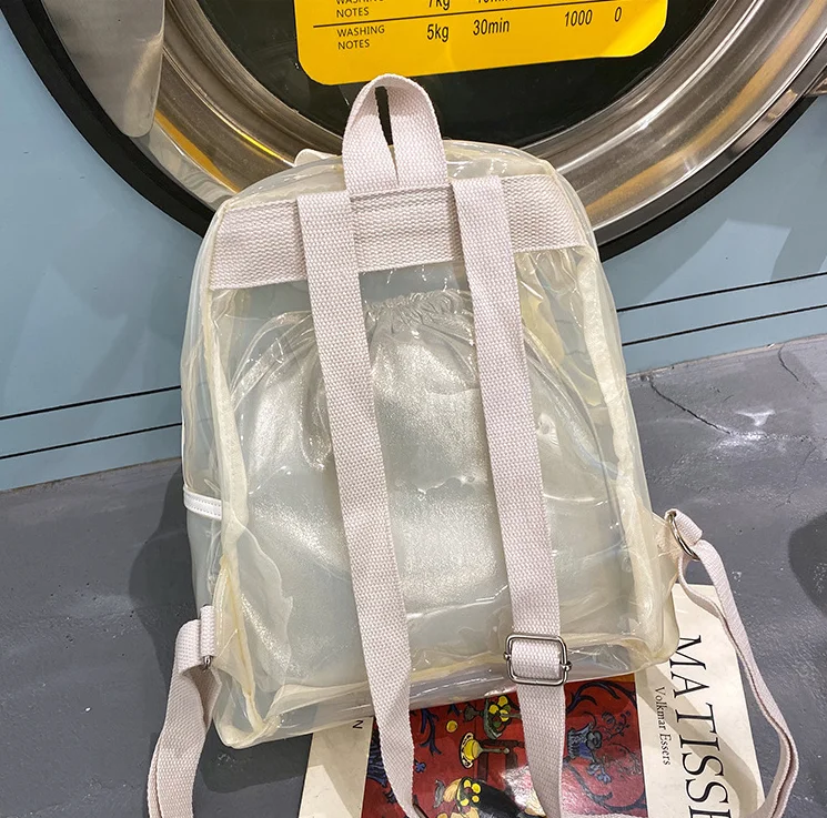 

2020 TPU Backpack With LED Shiny Party Bag School Bag PVC bag, White clear