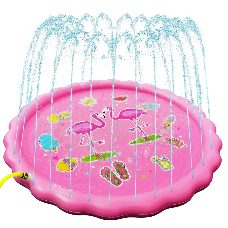

Flamingo Design Outdoor Lawn Beach Inflatable Water Spray Kids Sprinkler Play Pad Mat Water Games Beach Mat Cushion Toys, Pink