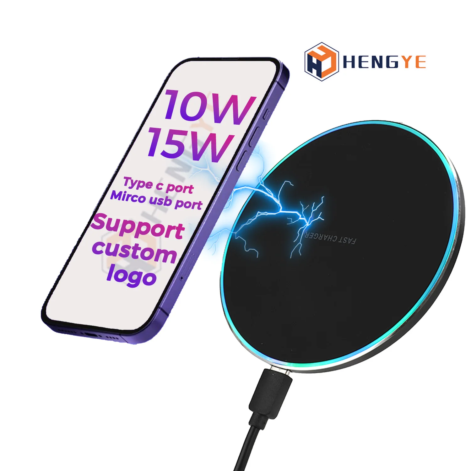 

High Quality Mobile Phone Universal Wireless Fast Charging Pad Qi 10W 15W Smart Wireless Charger
