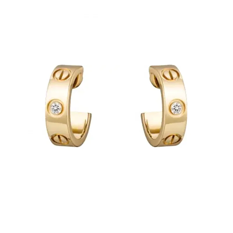 

European trend love stainless steel earrings, Silver, gold and rose gold
