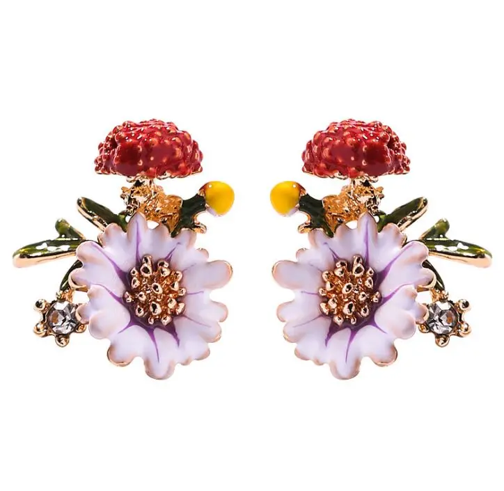 

2021 New Korean Diamond Personality S925 Silver Post Flower Stud Earrings Women
