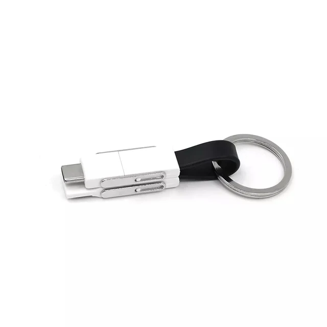 

4 in 1 Magnetic Keychain USB Cable Micro USB Charge Wire USB Type C 8Pin Portable Short Power Bank Data Cord For iPhone Android, Black red blue gray