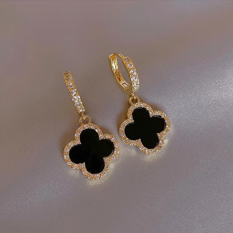 Fashion Classic Clover Gold Earrings New Diamond Ear Ring High-grade Women's Jewelry Wholesale