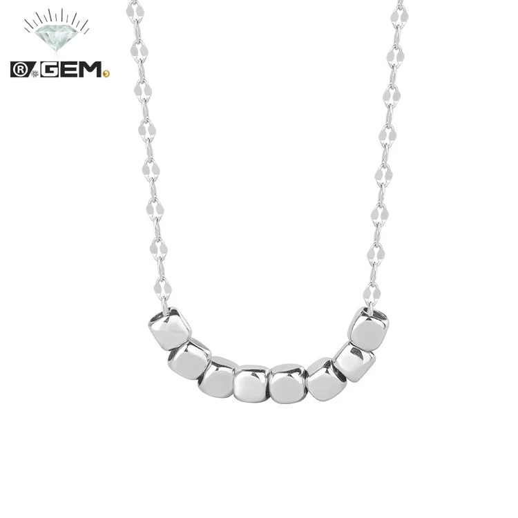 

R.GEM. Amazon Women Girls Jewelry Trendy Platinum Plated 8pcs Blocks Clavicle Chain Necklace Chocker Silver 925