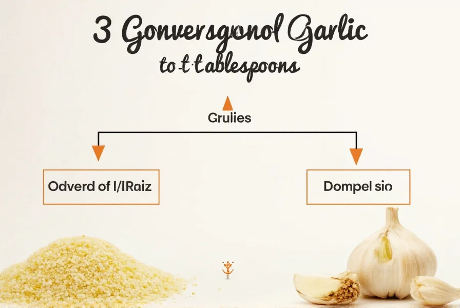 Garlic measurement chart showing cloves to teaspoon and tablespoon conversions
