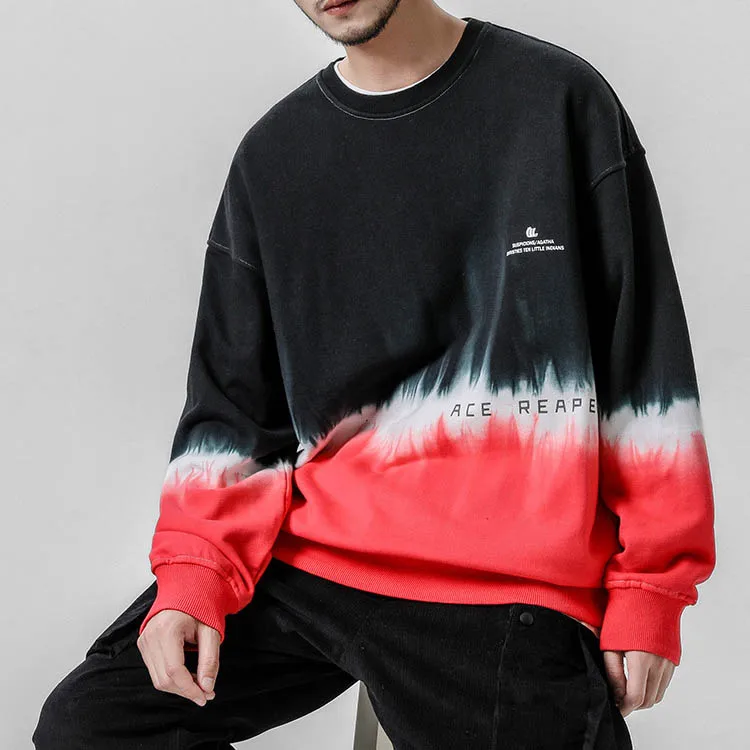 

Custom Outdoor Fashion Fleece Cotton Streetwear Dip Dye Crew Neck Gradient Sweatshirt Sports hoodies Multi Color