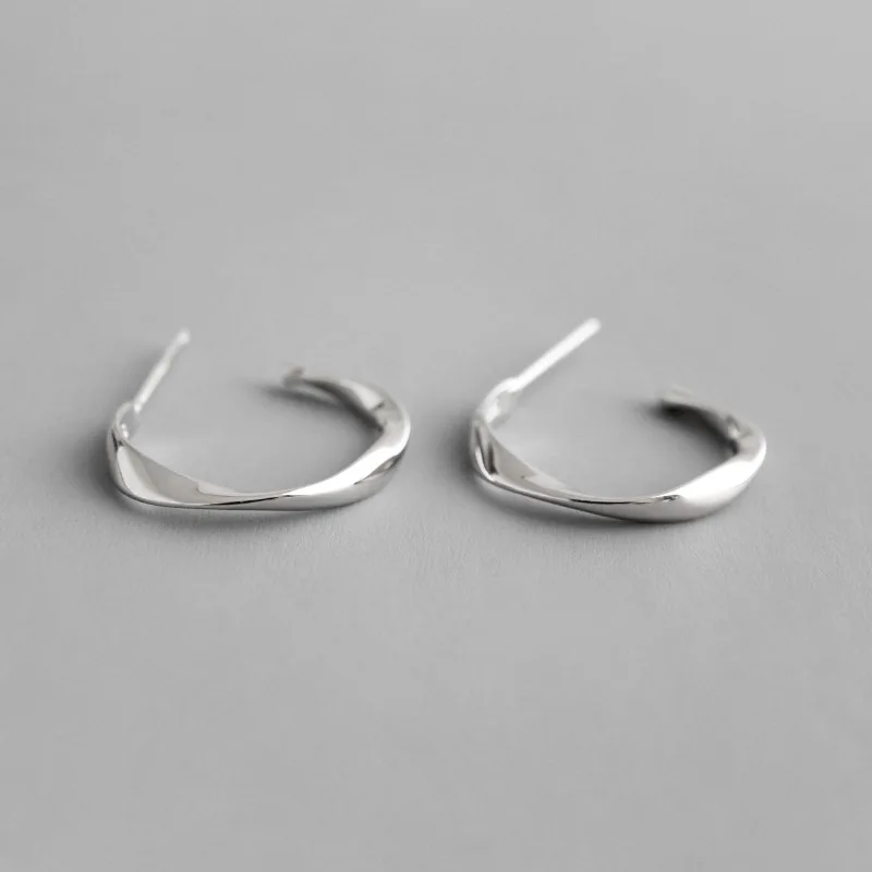 

Danyang S925 Sterling Silver Earrings Simple Mobius Ring Twisted Earrings for Women Jewelry