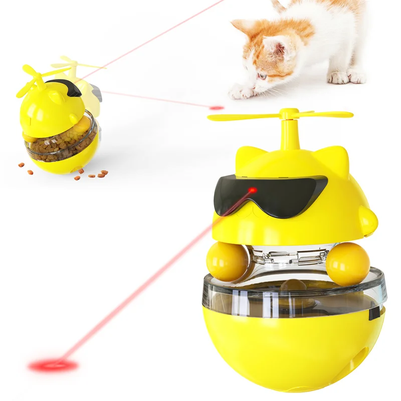 

Infrared Laser Electric Funny Cat Turntable Ball Tumbler Lucky Interactive Cat Toy Cat Laser Toy, Blue,pink,yellow,green,blue+red