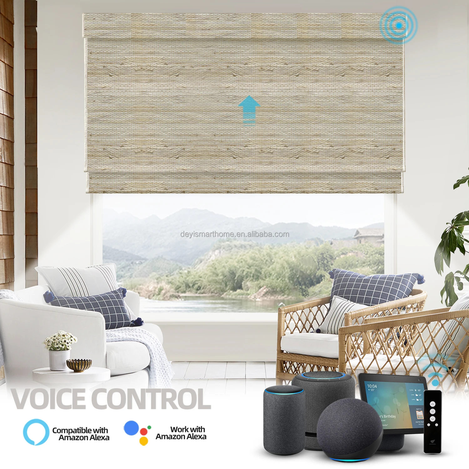 

Smart Home Customizable Windproof Tubular Motor Outdoor Roller Blinds Tuya Alexa Wifi Remote Control Timer