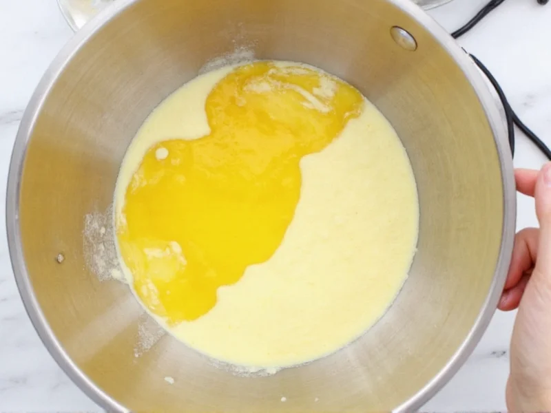 Butter separation process in mixing bowl