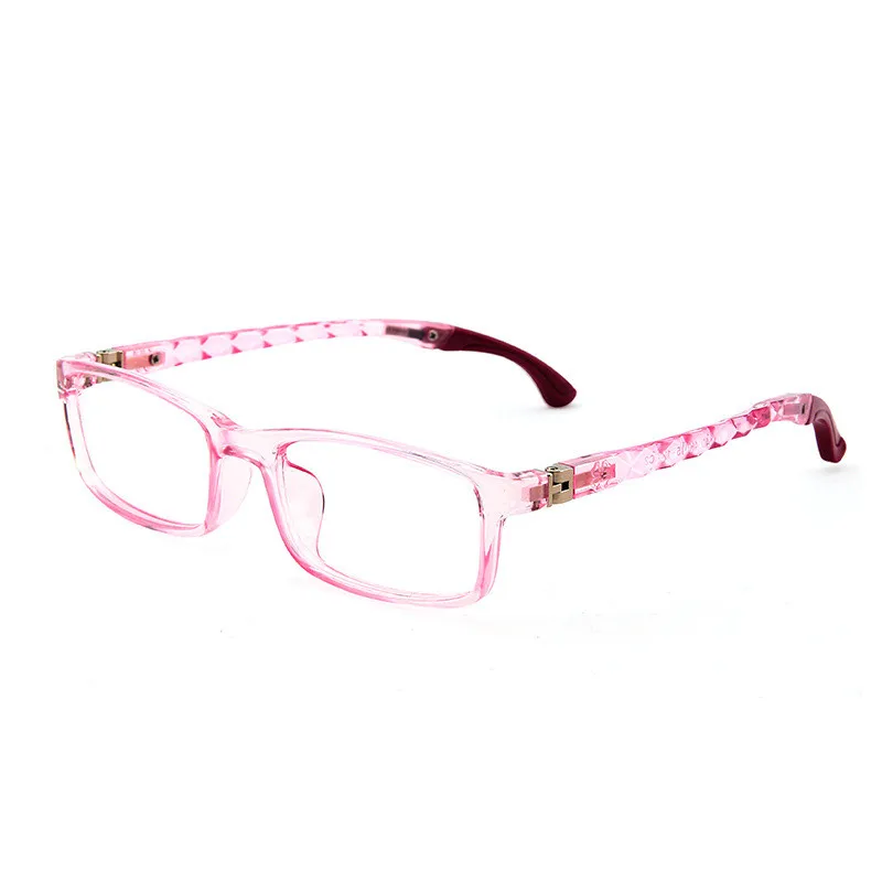 

New design TR90 TPEE rectangle pink transparent with pattern kids Kleinkind gafas anti luz azul children blue light glasses