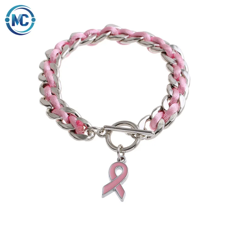 

Pink Charity Woven Ribbon Bracelet Small Gift Giveaway, Gold