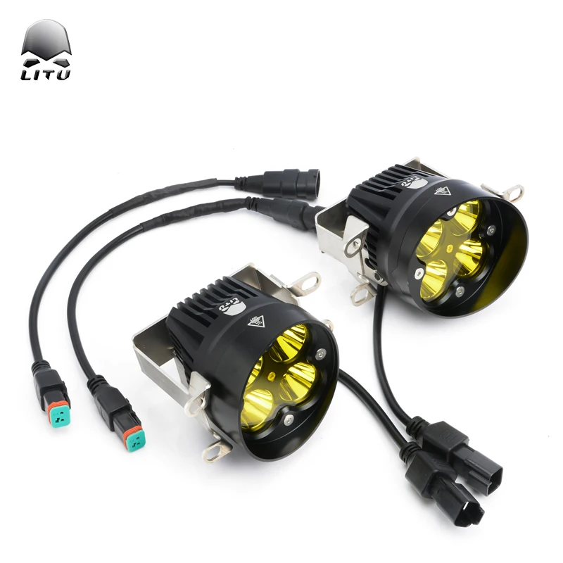 2020 LITU 3.5 inch 40W LED Rally light Mini LED Two Color High Low Beam Lamp Car license plate light for Motorcycle Auto