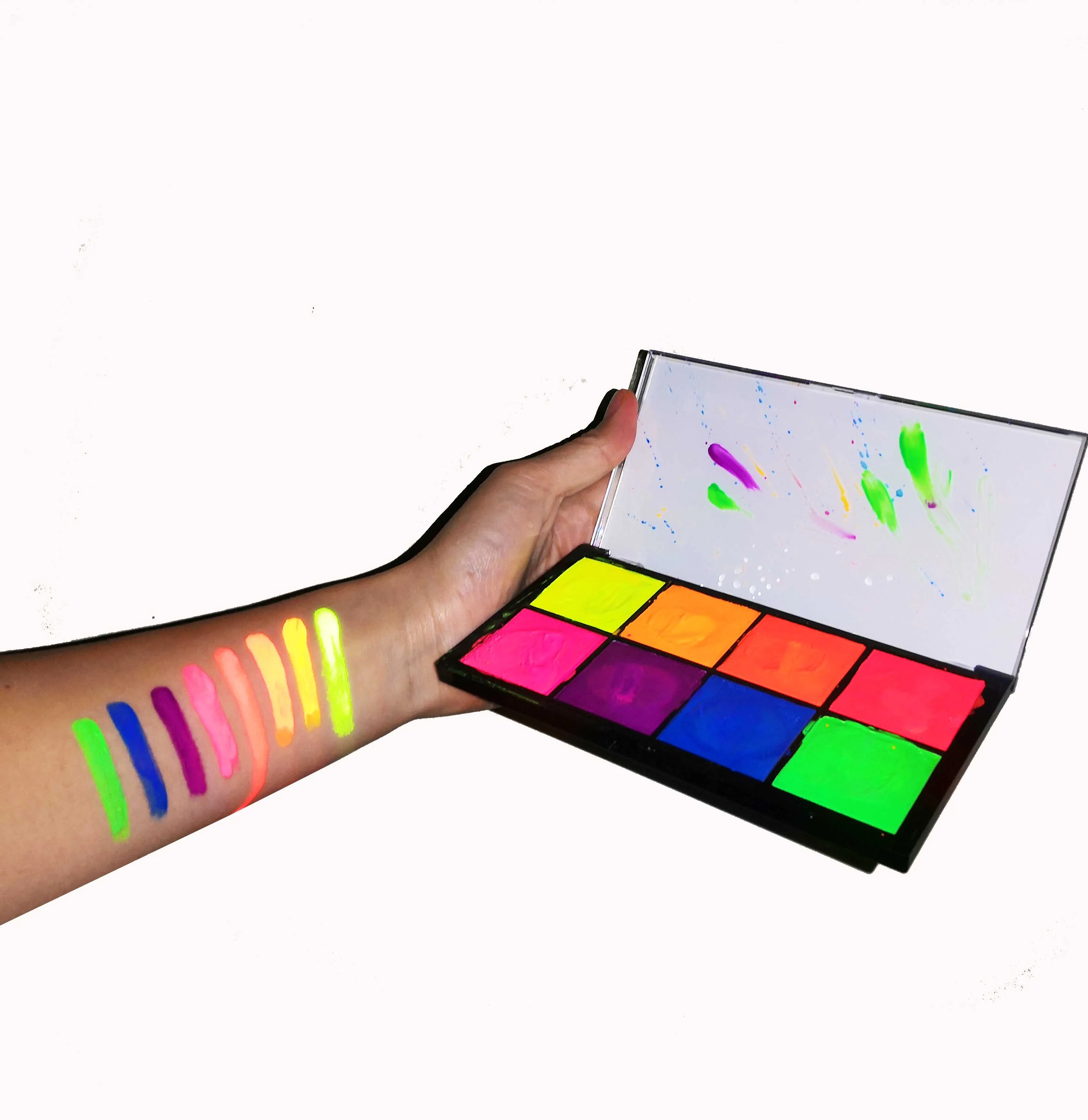 

Christmas water based non-toxic washable body painting palette glow UV face paint eyeliner, 8 colors,43 colors available