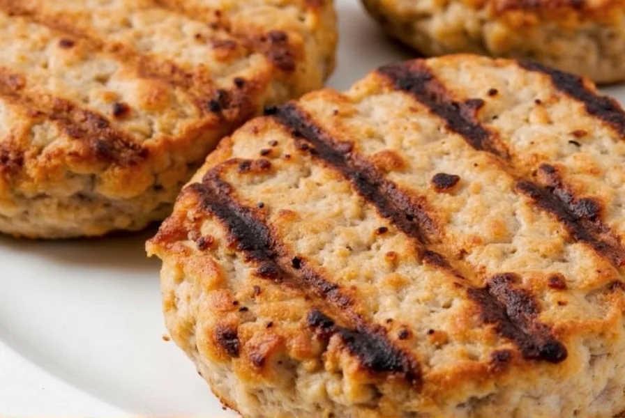 Freshly grilled turkey patties with herbs and vegetables