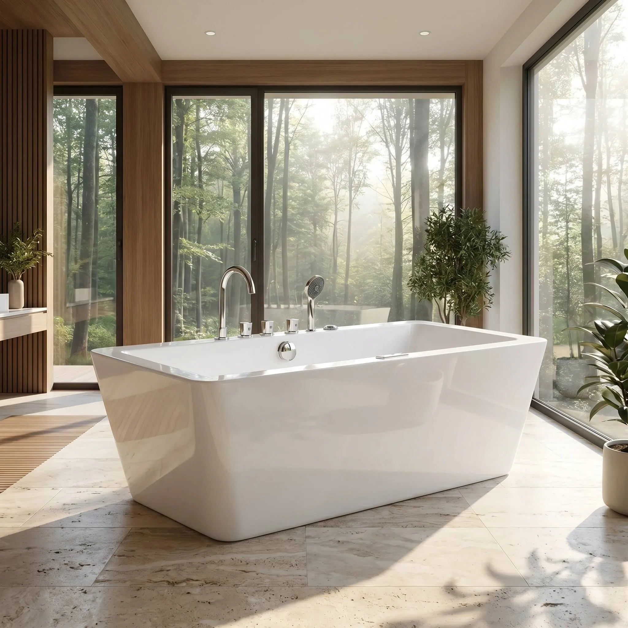 high-end-acrylic-bathtub-am014-1-freestanding-tapered-forest-window-massage-jets-chrome-faucet high-end-acrylic-bathtub-am014-1-freestanding-tapered-forest-window-massage-jets-chrome-faucet