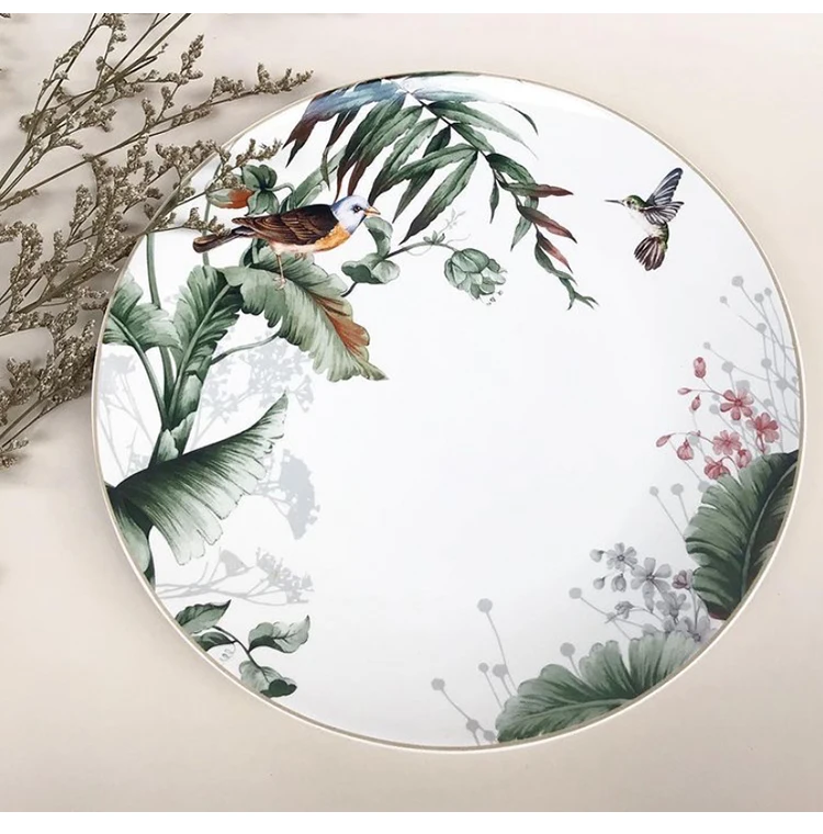 Ohere Latest Customized Green Fine Bone China Dinner Set Wedding Lovely