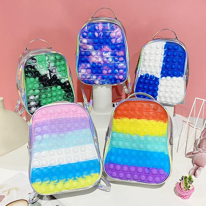 

Pop Fidget Backpack Purse for Girls Boys Kids School Bag Push Bubble Shoulder Bags Silicone Handbag M3425