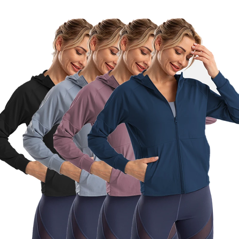 

Wholesale Yoga Tops Comfortable Fitness Training Running Clothes Yoga Jacket Hoodie Sweat Shirts For Women women's hoodies, 7 colors for you to choose