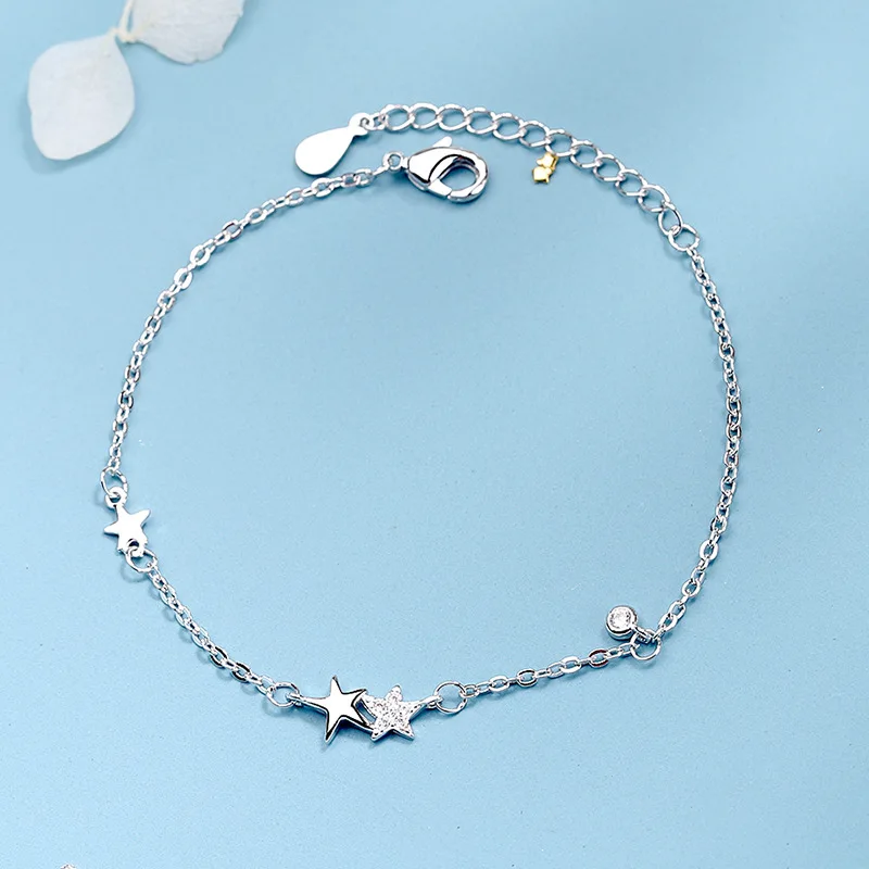 

Fashion ins Pop jewelry Lucky Star cubic zirconia bracelet 925 silver charm bracelets for women friendship bracelets Gift