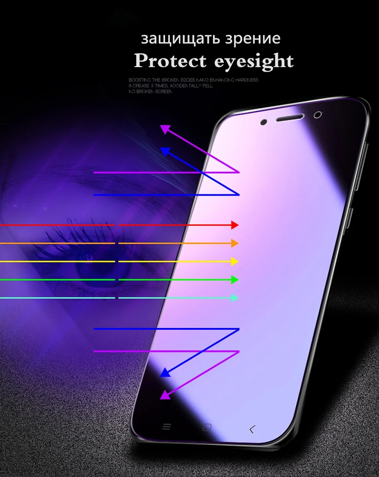 Anti Blu-ray Glass film For iphone x xs 11 pro max 6 7 8 plus 0.26mm 9H Explosion-proof Glass Screen Protector