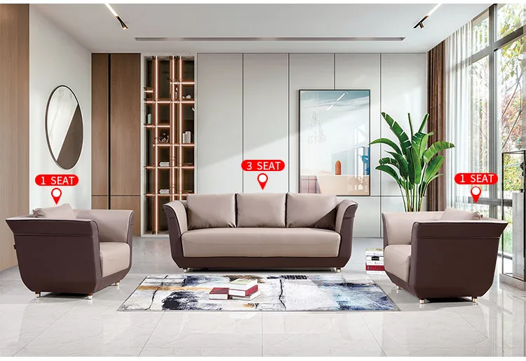 Pengpai China Furniture Movable Chesterfield Modern Office Leather Sofa Set