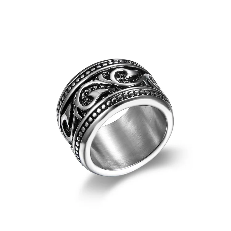 

Wholesale Vintage Silver And Black Rings For Men, 316L Stainless Steel Man Jewelry Non Tarnish Religious Special Mens Rings, Steel silver