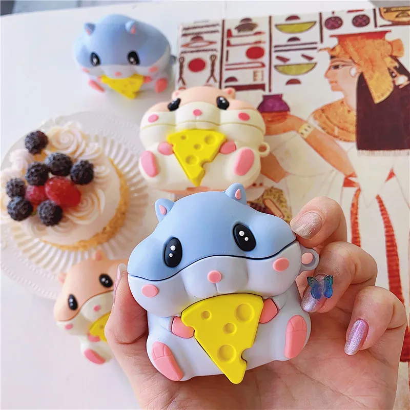 

3D Lovely Cartoon Cute Girly Greedy Mouse Silicone Cases Wireless Earphone Protect Cover for AirPods 1 2 for AirPods pro