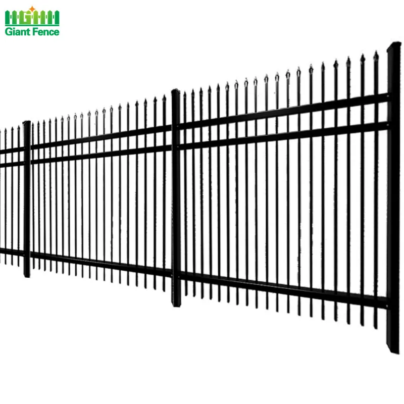 

Steel fencing wholesale modern metal used wrought iron fencing for sale, Black