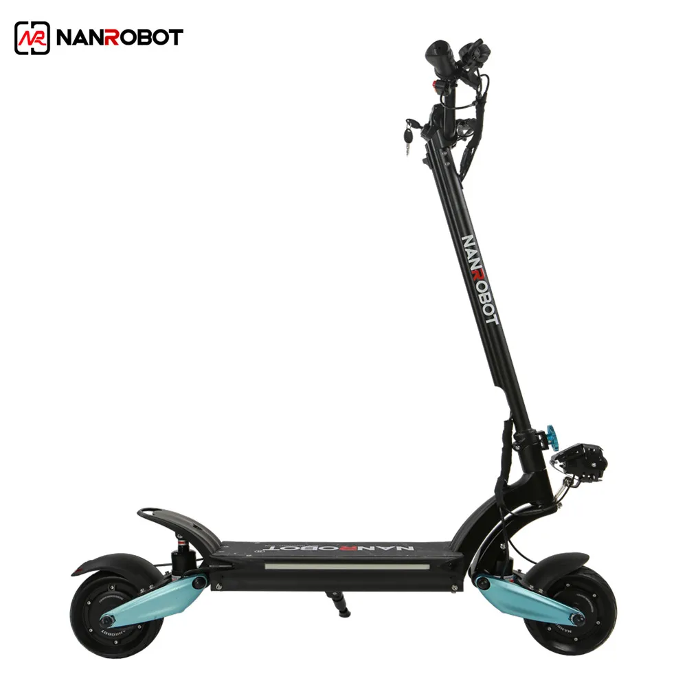

Nanrobot 1600w 48v 45km China Off Road Foldable Adult Electric Scooter, Black and blue details