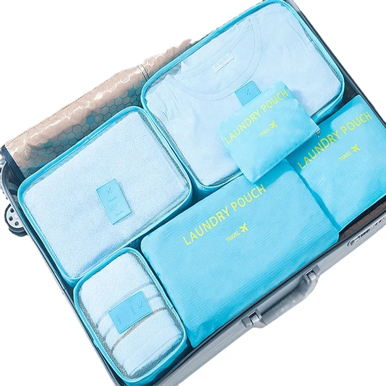 

6 pcs Set waterproof nylon clothes travel set luggage garment storage bags wholesale Travel Storage Bag packing cubes