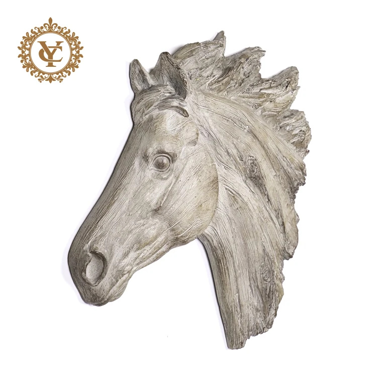

Resin horse head wall decoration,simulation wood carving wall adornment, custom animal wall decoration
